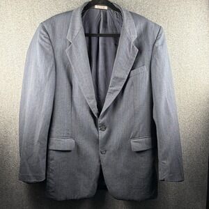 Oscar de la Renta Blazer Sport Coat Hand Tailored Grey Striped SEE MEASUREMENTS